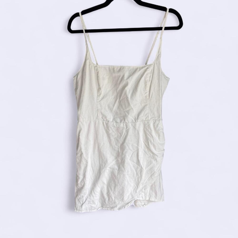 Abercrombie & Fitch White Linen Wrap Minj Dress size L